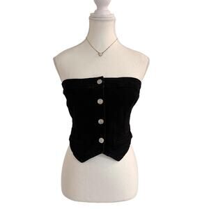 Love Tree Denim Size Small Button Up Black Corset Top